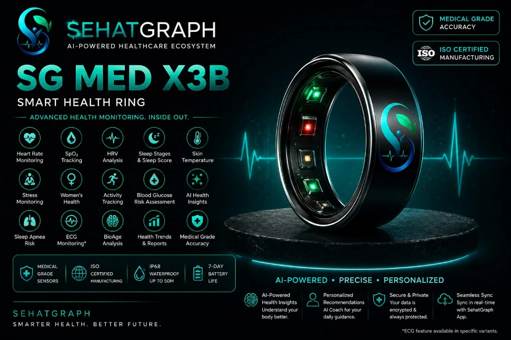 SG MED X3B Smart Health Ring Features and Sensor Layout